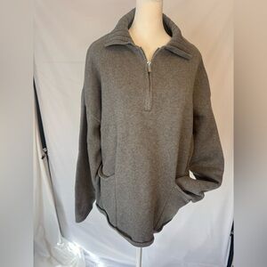 Rumored Men's Gray Weekender Quarter- Zip Grey Sweater, Front Pockets Detail